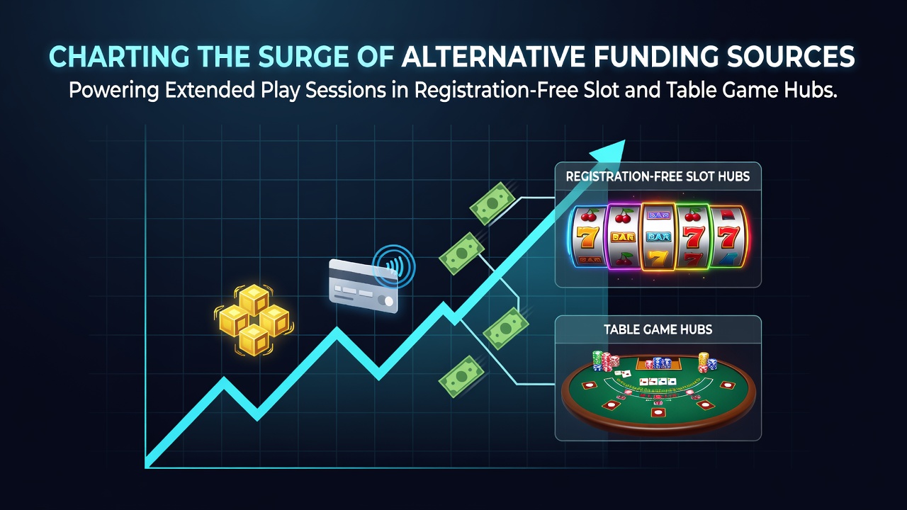 Overview of alternative funding methods in registration-free gaming environments showing digital transaction flows