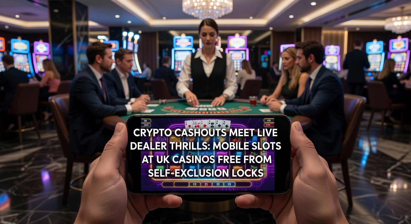 Vibrant mobile screen showing crypto wallet integrated with live dealer blackjack and spinning slot reels at a non-GamStop casino