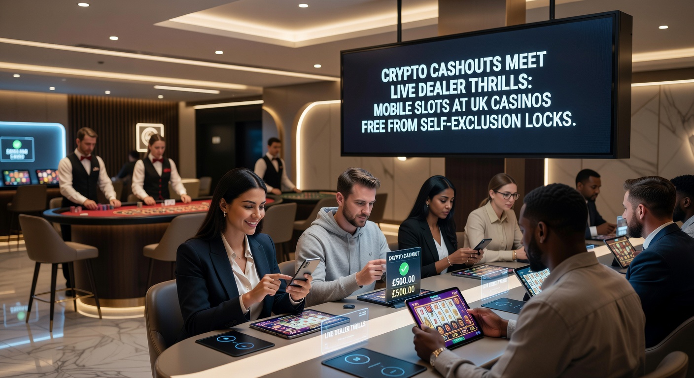 Live dealer at a roulette table streamed to mobile, with crypto payout notification overlay and slot game thumbnails nearby