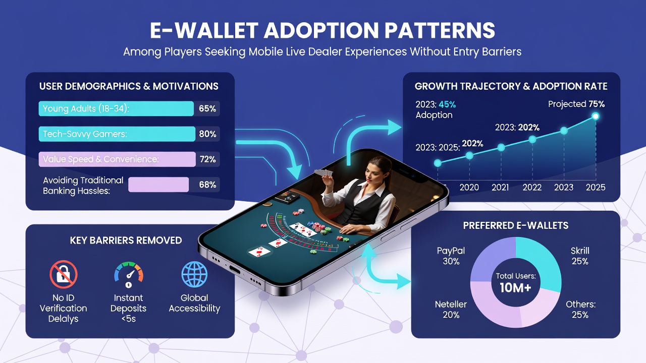 Graph illustrating e-wallet adoption growth in mobile live dealer gaming from 2024 to 2026
