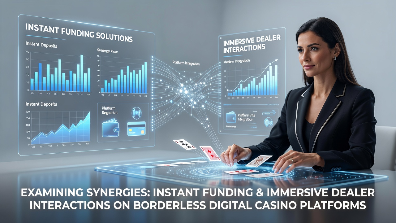 Illustration showing instant funding solutions integrated with immersive live dealer sessions on global casino platforms