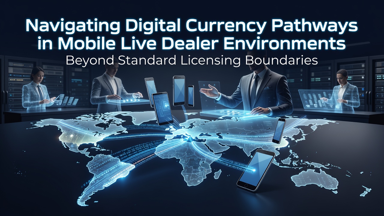 Mobile device displaying live dealer table with overlaid cryptocurrency transaction flows and secure payment icons