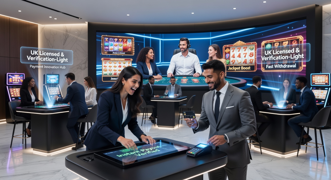 Payment systems and casino gaming interfaces showing seamless transactions at verification-light platforms
