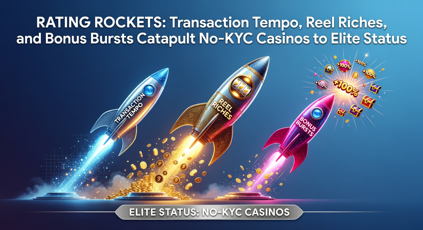 Dynamic graphic showing upward-trending charts for casino ratings alongside icons of speeding coins, slot reels, and exploding bonuses