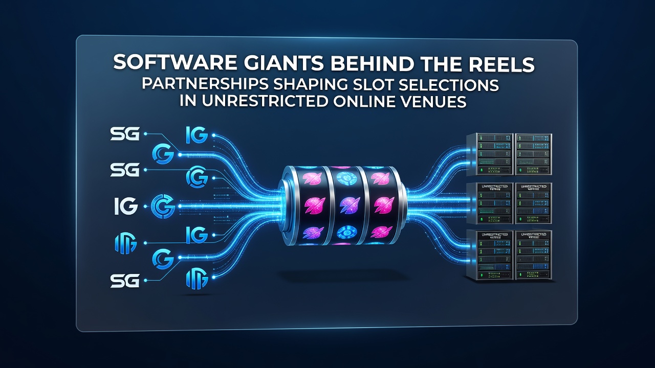 Slot game reels and partnership logos displayed on an online casino interface