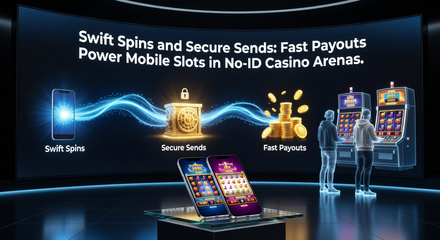 Vibrant mobile slot reels spinning on a smartphone screen with cryptocurrency payout icons flashing in the background, highlighting instant withdrawal features in no-ID casino platforms